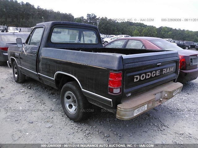 1B7FD04HXGS083076 - 1986 DODGE D-SERIES D100 BLACK photo 3