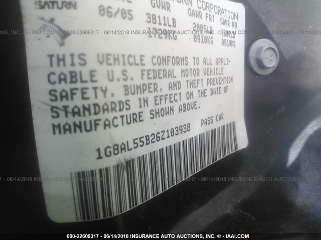 1G8AL55B26Z103938 - 2006 SATURN ION LEVEL 3 WHITE photo 9