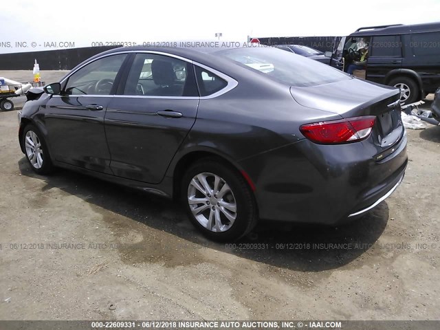 1C3CCCABXFN575504 - 2015 CHRYSLER 200 LIMITED GRAY photo 3