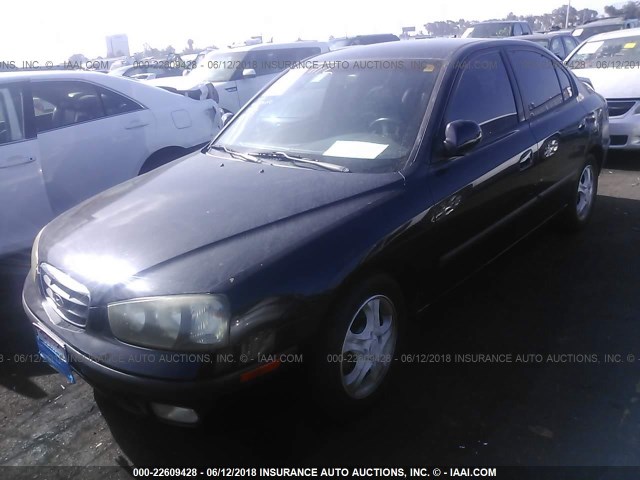 KMHDN45D33U620923 - 2003 HYUNDAI ELANTRA GLS/GT BLACK photo 2