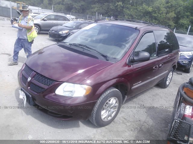 1B4GP45361B146961 - 2001 DODGE CARAVAN SPORT MAROON photo 2