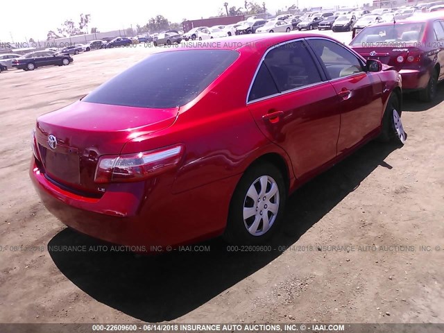 4T1BE46K07U036909 - 2007 TOYOTA CAMRY NEW GENERAT CE/LE/XLE/SE RED photo 4
