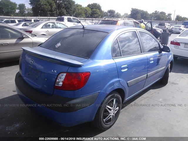 KNADE123976270266 - 2007 KIA RIO LX/SX BLUE photo 4