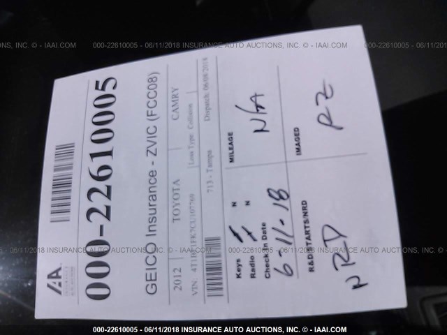 4T1BF1FK7CU107769 - 2012 TOYOTA CAMRY SE/LE/XLE BLACK photo 7