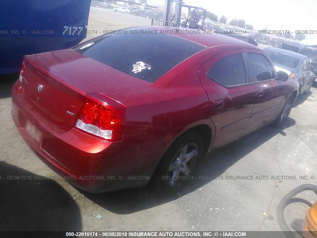 2B3CA3CV5AH226360 - 2010 DODGE CHARGER SXT RED photo 4