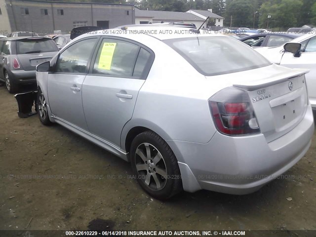 3N1AB6AP6CL701360 - 2012 NISSAN SENTRA 2.0/2.0S/SR/2.0SL SILVER photo 3