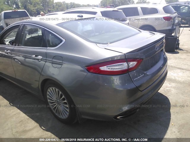 3FA6P0K93DR384613 - 2013 FORD FUSION TITANIUM GRAY photo 3