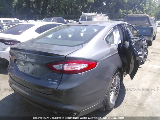 3FA6P0K93DR384613 - 2013 FORD FUSION TITANIUM GRAY photo 4