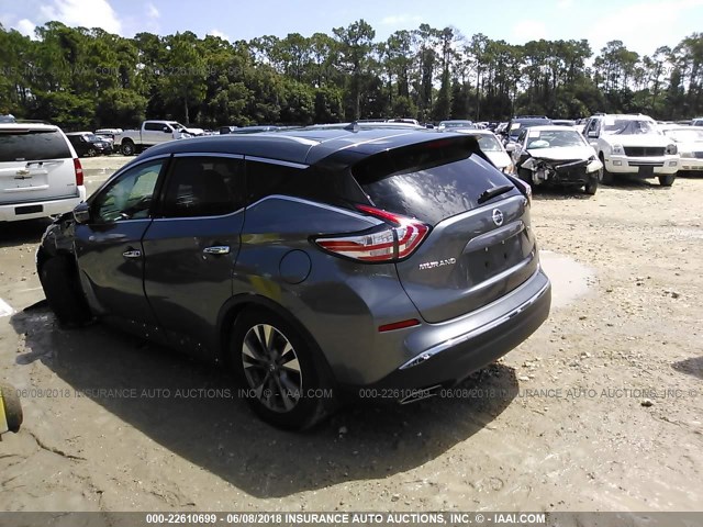 5N1AZ2MG7FN283775 - 2015 NISSAN MURANO S/SL/SV/PLATINUM GRAY photo 3