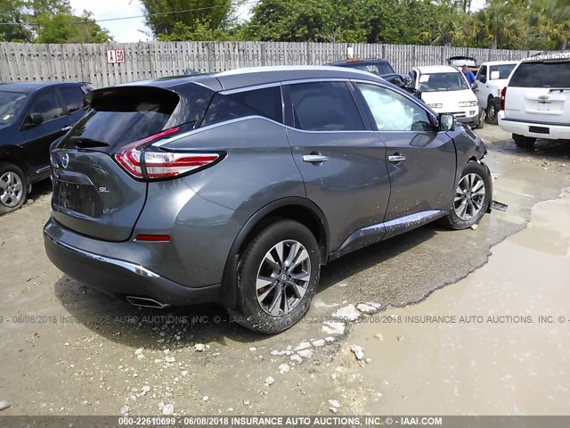 5N1AZ2MG7FN283775 - 2015 NISSAN MURANO S/SL/SV/PLATINUM GRAY photo 4