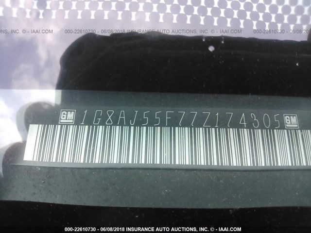 1G8AJ55F77Z174305 - 2007 SATURN ION LEVEL 2 Mavi foto 9