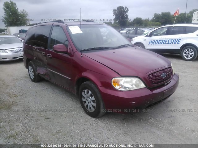 KNDUP132156676462 - 2005 KIA SEDONA EX/LX RED photo 1