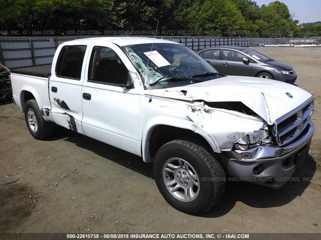 1D7HL48N03S367884 - 2003 DODGE DAKOTA QUAD SLT WHITE photo 1