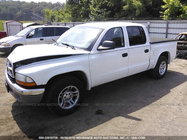 1D7HL48N03S367884 - 2003 DODGE DAKOTA QUAD SLT WHITE photo 2