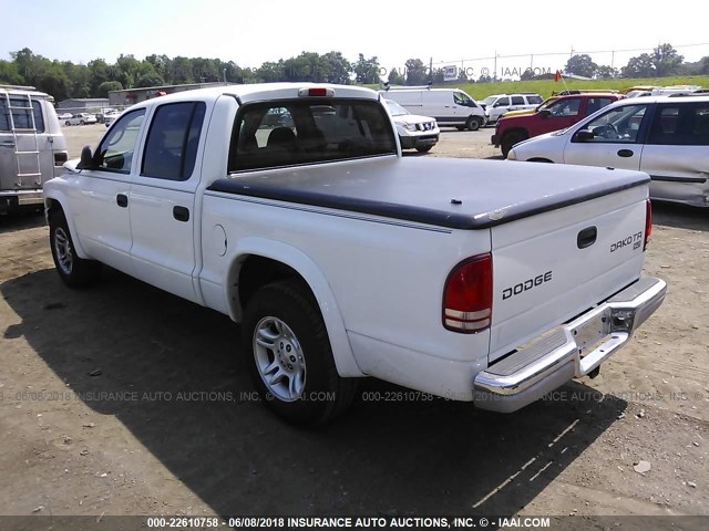 1D7HL48N03S367884 - 2003 DODGE DAKOTA QUAD SLT WHITE photo 3