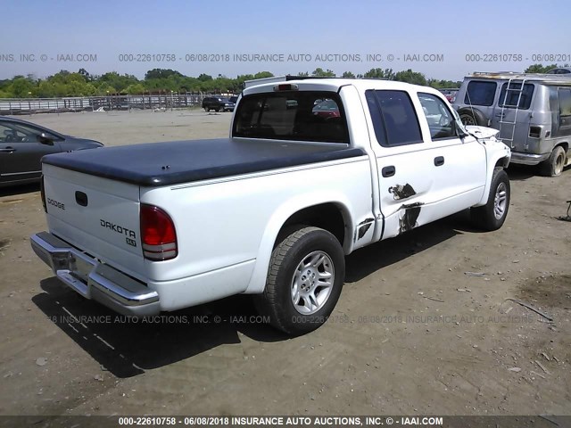1D7HL48N03S367884 - 2003 DODGE DAKOTA QUAD SLT WHITE photo 4