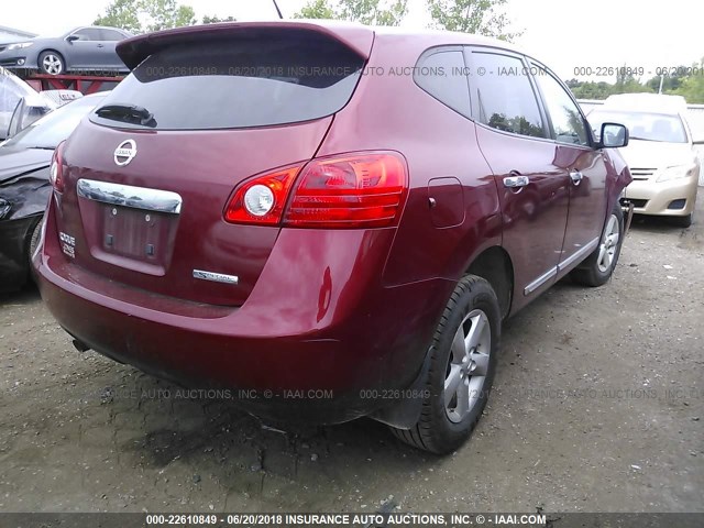 JN8AS5MT3DW037339 - 2013 NISSAN ROGUE S/SV RED photo 4