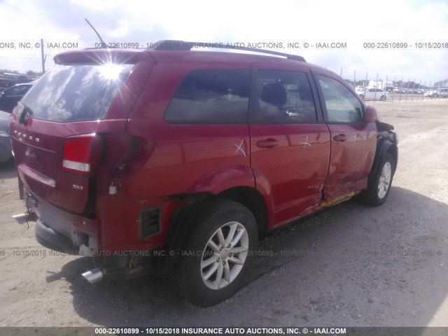 3C4PDCBG4DT648271 - 2013 DODGE JOURNEY SXT RED photo 4