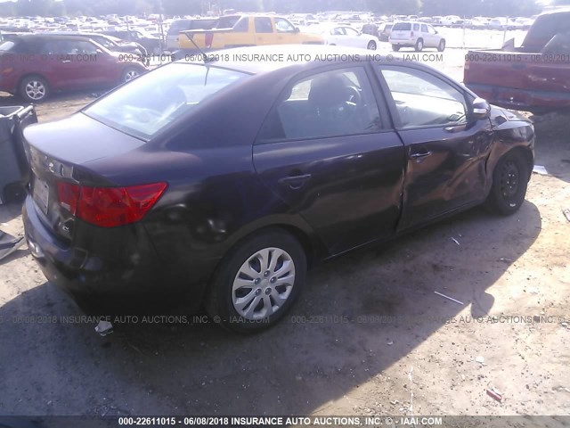 KNAFU4A29A5221829 - 2010 KIA FORTE EX BURGUNDY photo 4