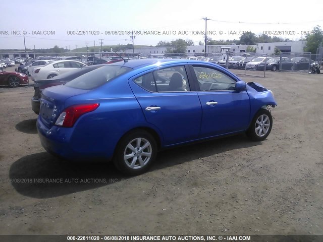 3N1CN7AP0CL813738 - 2012 NISSAN VERSA S/SV/SL BLUE photo 4