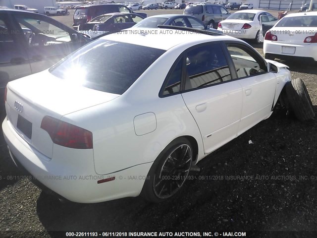 WAUEF78E58A081979 - 2008 AUDI A4 S-LINE 2.0T QUATTRO TURBO WHITE photo 4