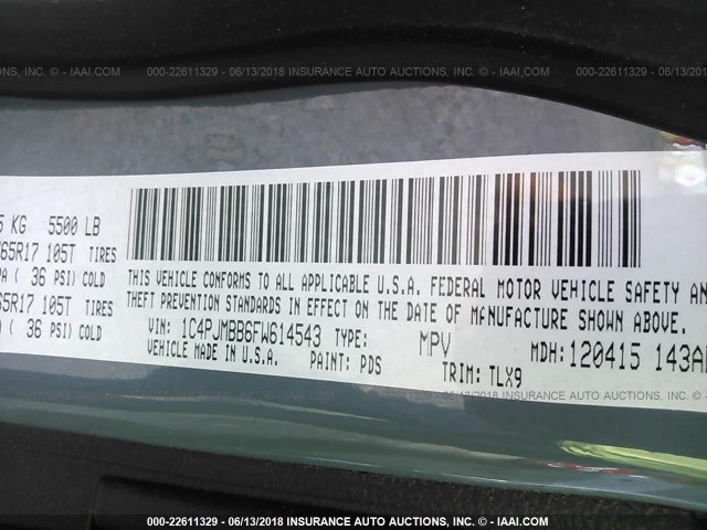 1C4PJMBB6FW614543 - 2015 JEEP CHEROKEE TRAILHAWK 灰色 照片 9