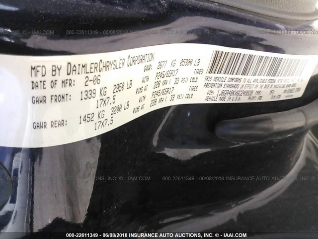 1J8GR48KX6C249939 - 2006 JEEP GRAND CHEROKEE LAREDO/COLUMBIA/FREEDOM 蓝色 照片 9