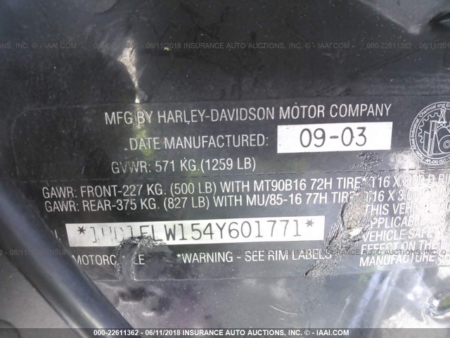 1HD1FLW154Y601771 - 2004 HARLEY-DAVIDSON FLHTCUI SHRINE BLUE photo 10