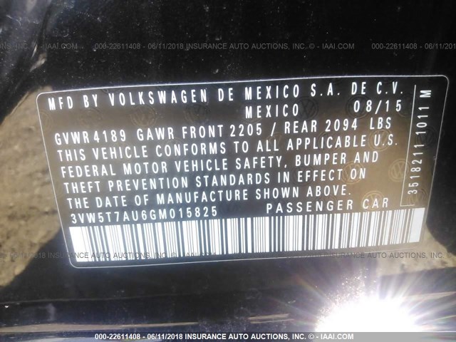 3VW5T7AU6GM015825 - 2016 VOLKSWAGEN GTI S/SE/AUTOBAHN BLACK photo 9