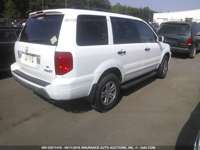 2HKYF18524H556245 - 2004 HONDA PILOT EXL WHITE photo 4