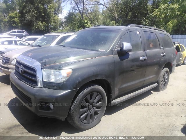 5TDJW5G18AS026164 - 2010 TOYOTA SEQUOIA LIMITED GREEN photo 2