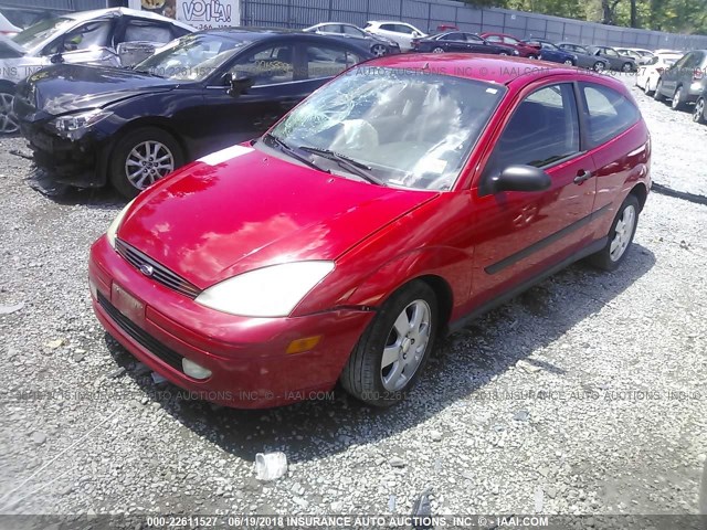 3FAFP31321R210414 - 2001 FORD FOCUS ZX3 RED photo 2