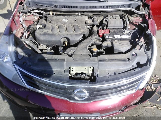 3N1BC1AP5AL438845 - 2010 NISSAN VERSA S/SL RED photo 10