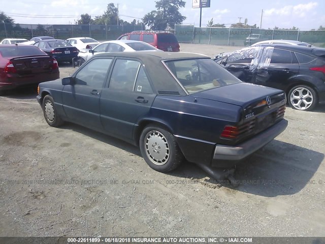 WDBDA29D7NF973251 - 1992 MERCEDES-BENZ 190 E 2.6 BLUE photo 3