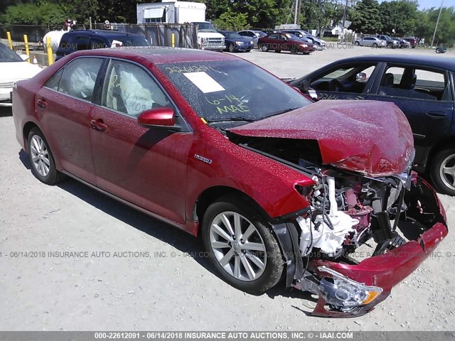 4T1BD1FK9EU106793 - 2014 TOYOTA CAMRY HYBRID/LE/XLE RED photo 1