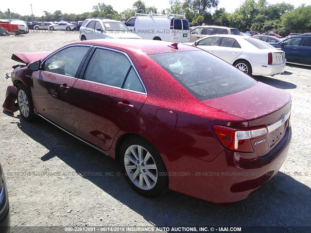 4T1BD1FK9EU106793 - 2014 TOYOTA CAMRY HYBRID/LE/XLE 红色 照片 3