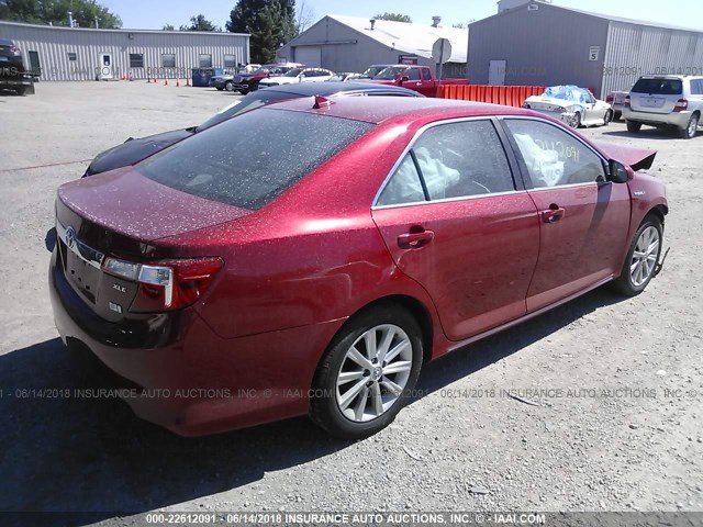 4T1BD1FK9EU106793 - 2014 TOYOTA CAMRY HYBRID/LE/XLE RED photo 4