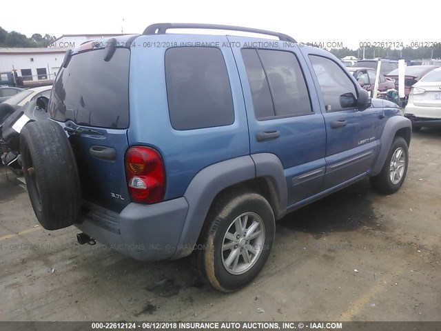 1J4GL48K93W638262 - 2003 JEEP LIBERTY SPORT/FREEDOM ლურჯი ფოტო 4