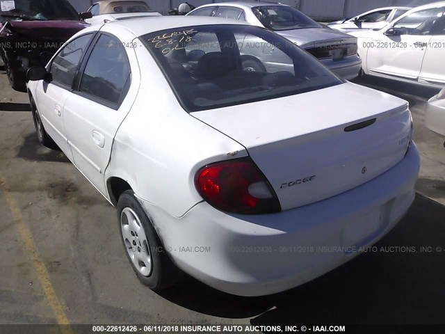 1B3ES16CX2D542694 - 2002 DODGE NEON S WHITE photo 3