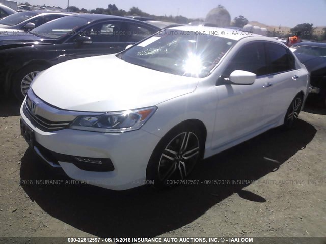 1HGCR2F54GA189680 - 2016 HONDA ACCORD SPORT WHITE photo 2