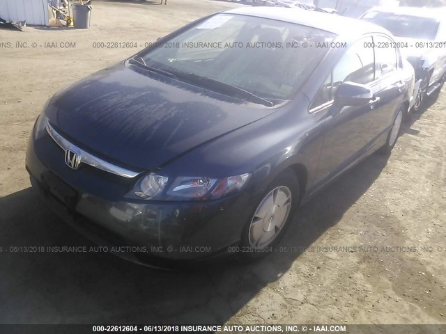 JHMFA36247S024963 - 2007 HONDA CIVIC HYBRID BLUE photo 2