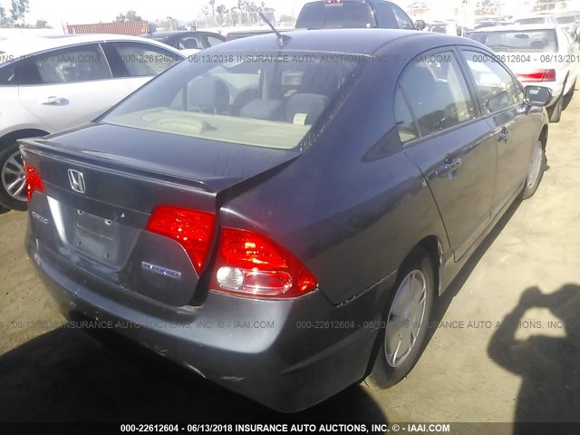 JHMFA36247S024963 - 2007 HONDA CIVIC HYBRID BLUE photo 4