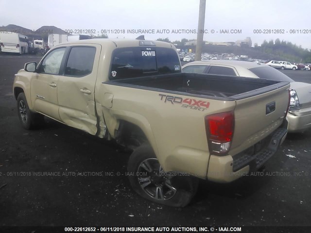 3TMCZ5AN6HM113583 - 2017 TOYOTA TACOMA DBL CAB/SR/TRDSPT/OR/PRO BEIGE photo 3