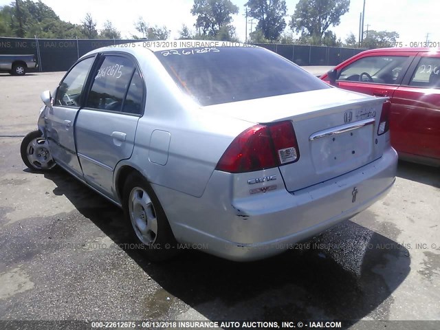 JHMES96693S002465 - 2003 HONDA CIVIC HYBRID BLUE photo 3