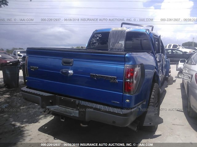 1FTFW1R62DFC17669 - 2013 FORD F150 SVT RAPTOR BLUE photo 4