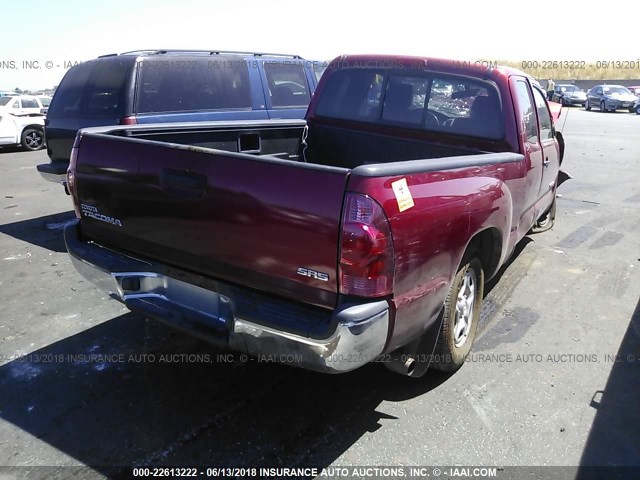 5TETX22N98Z589882 - 2008 TOYOTA TACOMA ACCESS CAB Бордовый фото 4