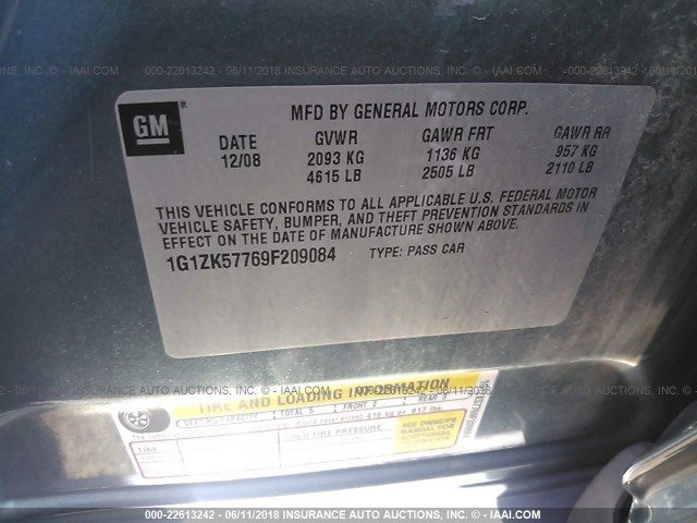 1G1ZK57769F209084 - 2009 CHEVROLET MALIBU LTZ 绿色 照片 9