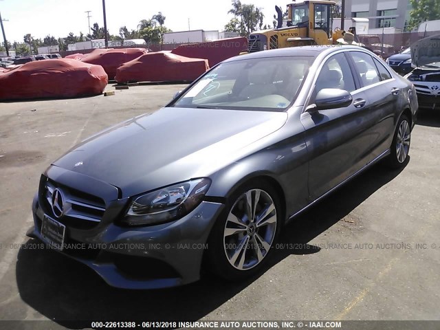 55SWF4JB7HU223289 - 2017 MERCEDES-BENZ C 300 GRAY photo 2