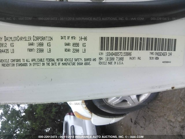 1B3HB48B57D159806 - 2007 DODGE CALIBER SXT WHITE photo 9