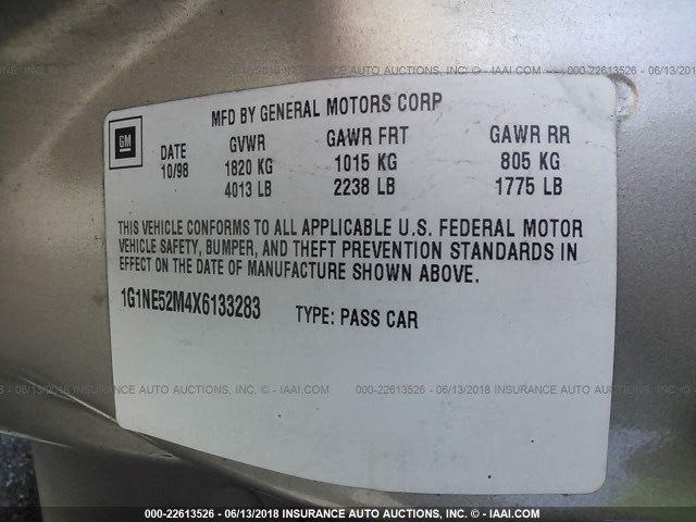 1G1NE52M4X6133283 - 1999 CHEVROLET MALIBU LS GOLD photo 9